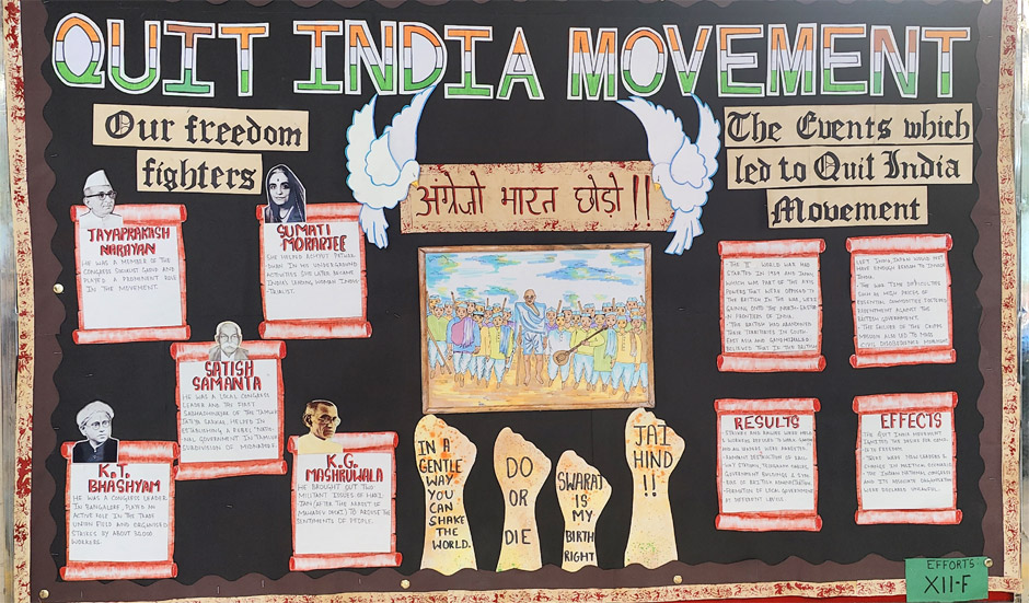 SMS, Meera Bagh - Students of XII-F celebrated the Quit India Movement, also known as the Bharat Chhodo Andolan : Click to Enlarge