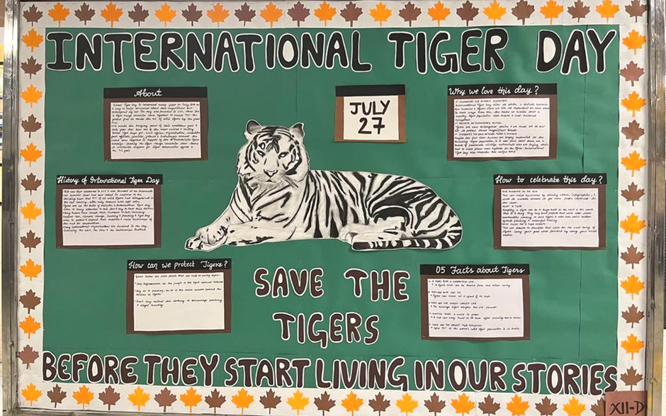 SMS, Meera Bagh - On 27th July 2023, students of Class XII-D celebrated International Tiger Day : Click to Enlarge