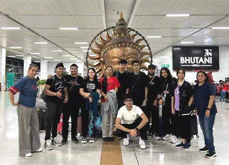 St. Mark's Sr. Sec. Public School School, Meera Bagh - Student-Teacher Delegation at the Airport- Onward Journey to Slovenia : Click to Enlarge