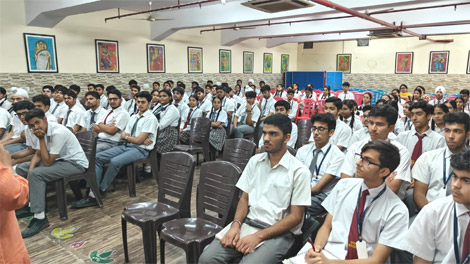 St. Mark's Sr. Sec. Public School, Meera Bagh - Students of Classes XI and XII attended an insightful workshop on Managing Exam Stress conducted by Dr. Shyam Mohan Gupta, co-founder of Vidya Mandir Classes : Click to Enlarge