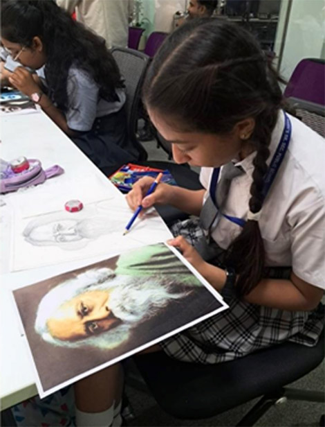 St. Mark's School, Meera Bagh - Our students attended the third edition of Creative Strokes: The Portrait Workshop - In collaboration with Hindustan Times : Click to Enlarge