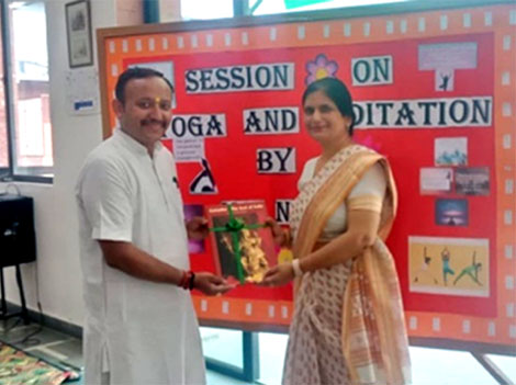 St. Mark's School, Meera Bagh - In-Service Teacher Training workshop on Yoga and Meditation by Dr. Naveen Chandra Kandpal, a PHD in Yoga : Click to Enlarge