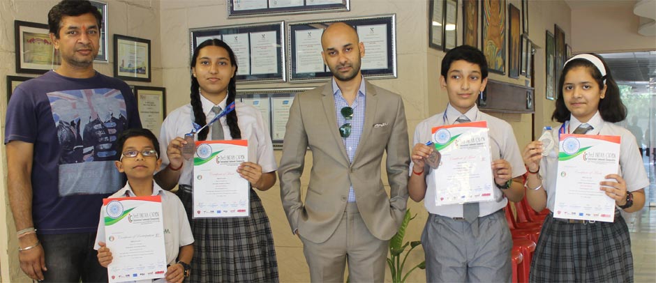 St. Mark's School, Meera Bagh - Vedika Kapoor (VII F) wins a Silver Medal while Shivansh Sharma (VI G) and Devishi Sharma (X D) won a Bronze Medal each at the 3rd India Open International Championship : Click to Enlarge
