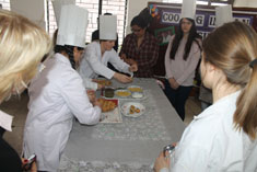 St. Mark's School, Meera Bagh - Delegation from Slovenia arrives : doing Cookery : Click to Enlarge