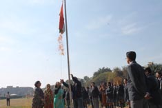 St. Mark's School, Meera Bagh - Principal, Ms. A. Aggarwal hoists the tricolour on the occasion of Republic Day : Click to Enlarge