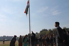St. Mark's School, Meera Bagh - Principal, Ms. A. Aggarwal hoists the tricolour on the occasion of Republic Day : Click to Enlarge