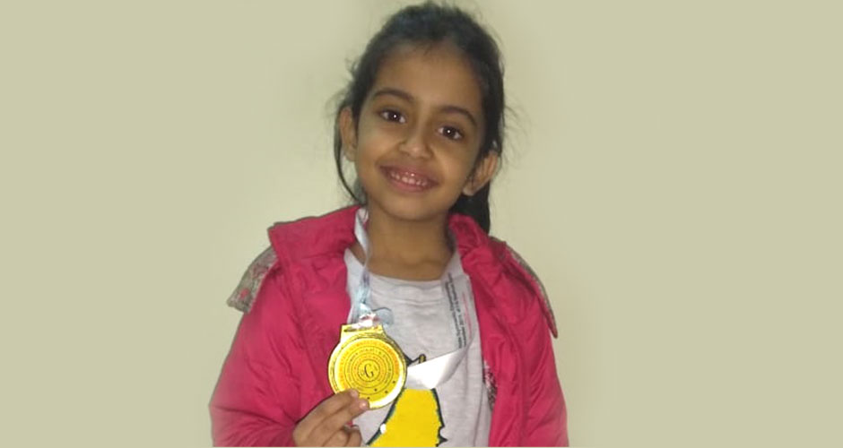 St. Mark's School, Meera Bagh - Vernika Sharma, Grade 1, wins the Gold Medal in Delhi State Gymnastics Competition : Click to Enlarge