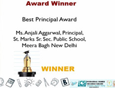 St. Mark's School, Meera Bagh - Principal, Ms. A. Aggarwal, awarded on Teacher's Day : Click to Enlarge