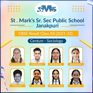 St. Mark's Sr. Sec. Public School, Janak Puri - Class XII toppers - Click to Enlarge