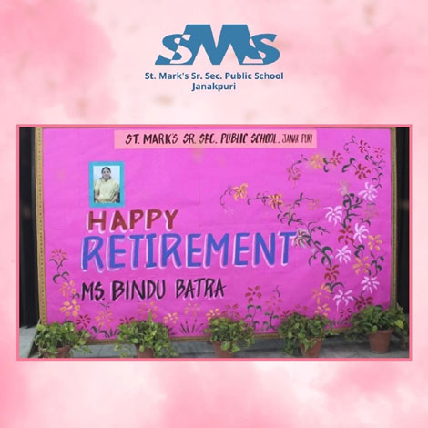St. Mark's School, Janak Puri - Our Primary Teacher Ms. Bindu Batra was bid a warm and hearty farewell : Click to Enlarge