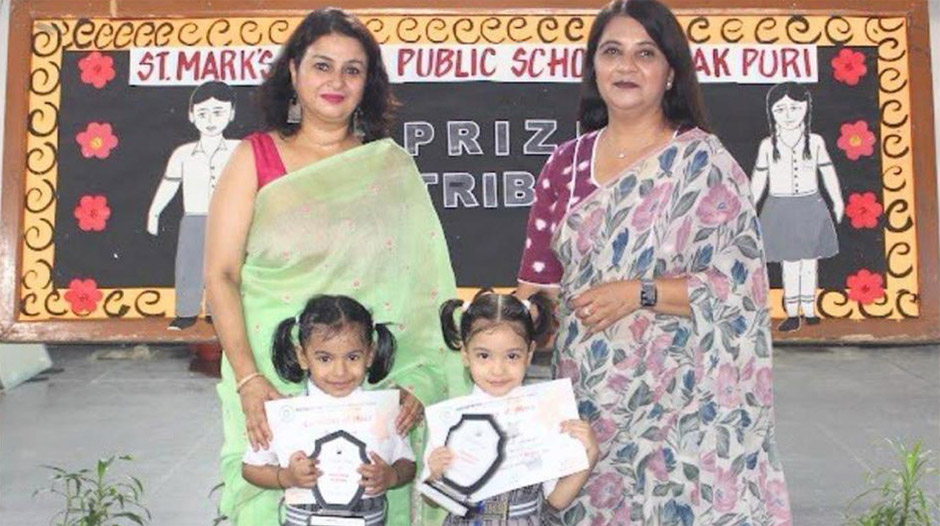 St. Marks Sr. Sec. Public School, Janakpuri - Anaisha Dhiman and Medhasvi of Class Nursery bagged the second position in the event Celestial Wonderland in Ignited Minds 2023 : Click to Enlarge