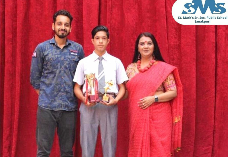 St. Marks Sr. Sec. Public School, Janakpuri - Pawan Solanki of Class IX-E has secured Second Position in Under 15, Third Position in Under 19 and First Position in Mens Team in 2nd Open Table Tennis Tournament : Click to Enlarge