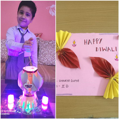 St. Mark's School, Janak Puri - DEEPAWALI : also known as the festival of lights was celeberated virtually by the students of the primary wing : Click to Enlarge
