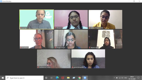 St. Mark's School, Janak Puri - Bhavya Srihari of XI-F and Suhani Khanna of XI-E participated in Generation Global Video Conference along with students from other schools like Philadelphia National School (Jordan), DAV (India), CMS (India) and an Indonesian School : Click to Enlarge