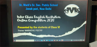St. Mark's School, Janak Puri - Inter Class English Recitation for Classes 6 and 8 : Click to Enlarge