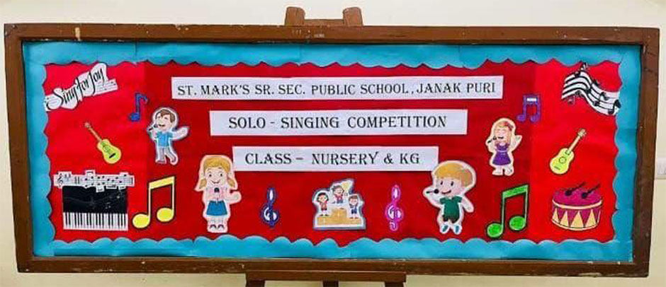 St. Marks Sr. Sec. Public School, Janakpuri - A Solo Singing Competition was organised for Classes Nursery and KG : Click to Enlarge