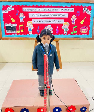 St. Marks Sr. Sec. Public School, Janakpuri - A Solo Singing Competition was organised for Classes Nursery and KG : Click to Enlarge