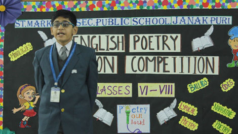 St. Marks Sr. Sec. Public School, Janakpuri - An Inter-Section English Poetry Recitation Competition was organized for Classes 6 to 8 : Click to Enlarge