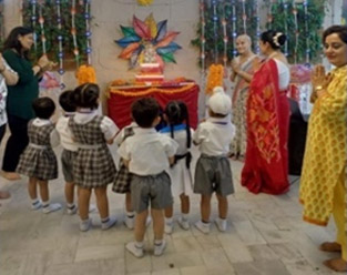 SMS, Meera Bagh - School celebrated Ganesh Chaturthi invoking the blessings of Lord Ganesha : Click to Enlarge