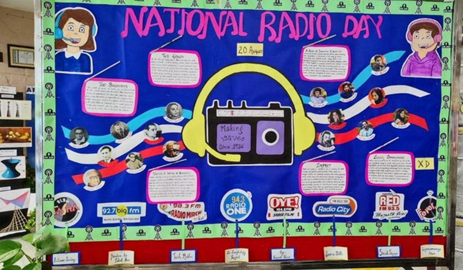 SMS, Meera Bagh - Students of Class 10-D celebrated National Radio Day : Click to Enlarge