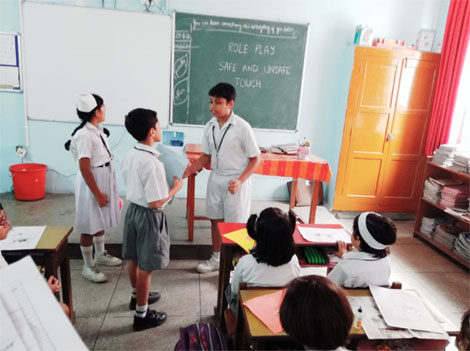 St. Mark's School, Meera Bagh - Circle Time on Safe and Unsafe Touch by Class V : Click to Enlarge