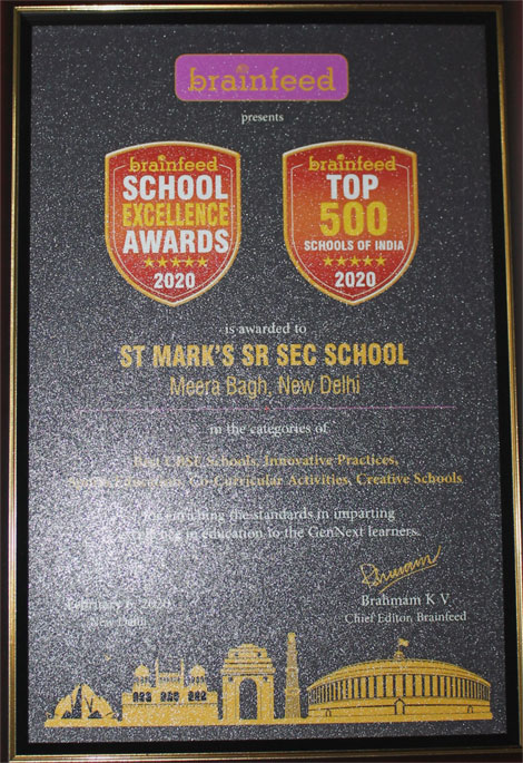 St. Mark’s School, Meera Bagh - Brainfeed School Excellence Award : Click to Enlarge
