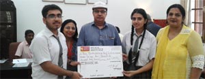 St. Mark's Sr. Sec. Public School, Meera Bagh contributed a cheque of Rs. 2,04,632 towards Prime Minister's National Relief Fund  for the aid of earthquake victims : Click to Enlarge