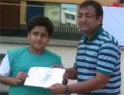 St. Mark's School, Meera Bagh - Naman Sharma (VIII C) was awarded a book set for Best Player in De Indian Basketball League : Click to Enlarge