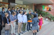 St. Mark's School, Meera Bagh - The Swedish delegation get the traditional welcome in school : Click to Enlarge