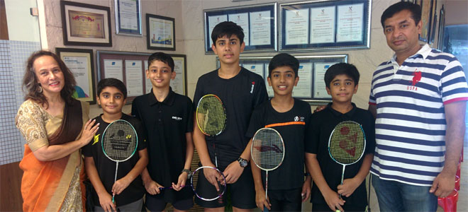 St. Mark's School, Meera Bagh - Rohan Chawla, Vedaant Mehta, Mantavya Singh, Aryan Randhawa and Yogansh Singh help us become the Zonal Badminton Champions. Yogansh also wins the first place in under 11 Junior Badminton Championship. : Click to Enlarge