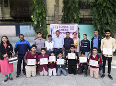 St. Mark's School, Meera Bagh - Aashman Gupta of Class VI-D shines again. Prisha Mehta, Class VI,  joins him in the winning spree at the Zonal Chess Championship : Click to Enlarge