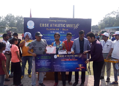 St. Mark's School, Meera Bagh - Kartik Kapoor wins the Gold in CBSE Athletic Meet : Click to Enlarge