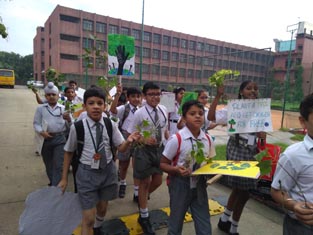 St. Mark's School, Meera Bagh - Students of Eco saviours club participate in a Mega Tree Plantation Drive : Click to Enlarge