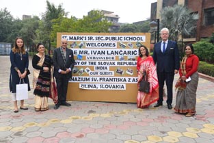 St. Mark's School, Meera Bagh - Ambassador of Slovac Republic, H.E. Mr. Ivan Lancaric is the Special Guest of Honour @ Forever Friends - India and Slovakia Guests from arrive at our school : Click to Enlarge