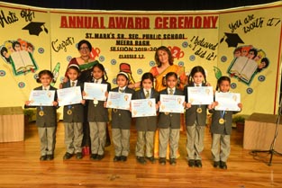 St. Mark's School, Meera Bagh - CLASS 1-B - Young Achievers from Grades 1 to 5 are felicitated at the Annual Award Ceremony : Click to Enlarge
