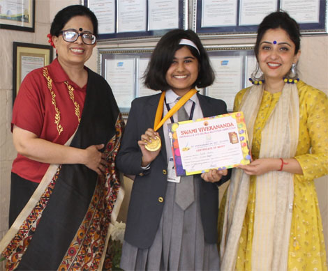 St. Mark's School, Meera Bagh - Ishita Sriram,9C and Revti Arora,8F, shine @ Swami Vivekananda Chitrakala and Gita Shlokas Recitation competition : Click to Enlarge