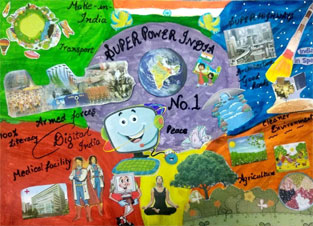 St. Mark's School, Meera Bagh - Mukund Gupta of 3 A wins a special appreciation for his poster on Futuristic India in the Annual Inter School Competition organised by Abhinav Global School, Dwarka : Click to Enlarge