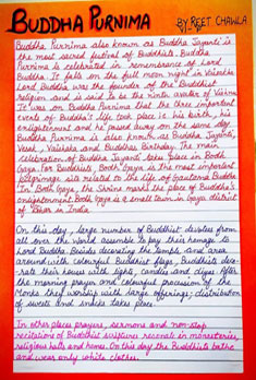 St. Mark's School, Meera Bagh - Budh Purnima celebrated - Reet Chawla (VI-F) : Click to Enlarge