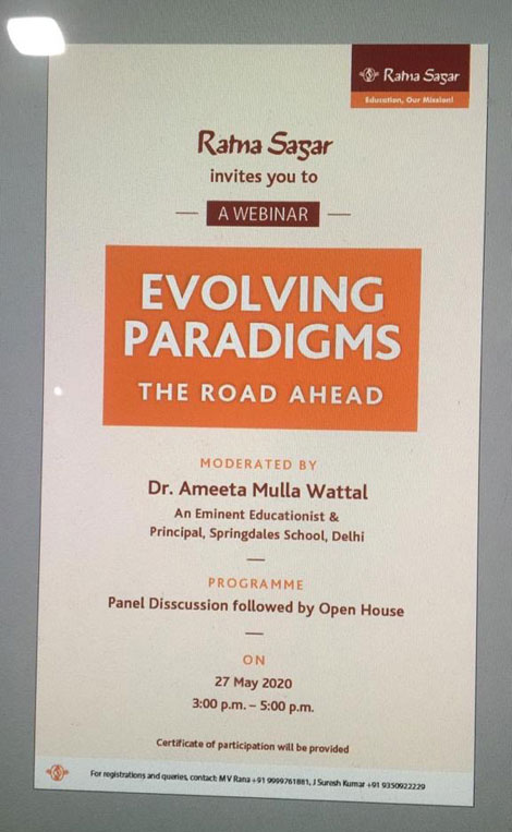 St. Mark's School, Meera Bagh - Our Principal, Ms. A. Aggarwal, is a panelist for a webinar on - Evolving Paradigms - The Road Ahead : Click to Enlarge
