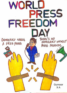 St. Mark's School, Meera Bagh - World Press Freedom Day observed - Gurnoor (X-A) : Click to Enlarge