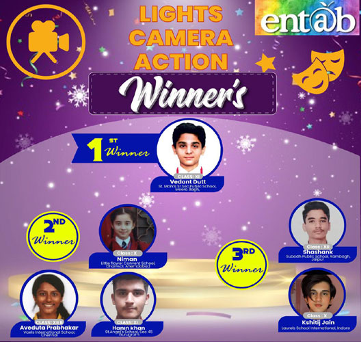 St. Mark's School, Meera Bagh - Vedant Dutt of Class 11 bags the First Prize in Lights. Camera. Action organised by ENTAB Campus Care : Click to Enlarge