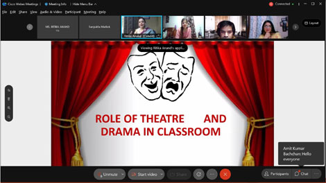 St. Mark's School, Meera Bagh - Our Vice Principal, Ms. Ritika Anand, conducts a workshop for the teachers of CBSE schools on the topic : Role of Drama and Theatre in Classroom : Click to Enlarge