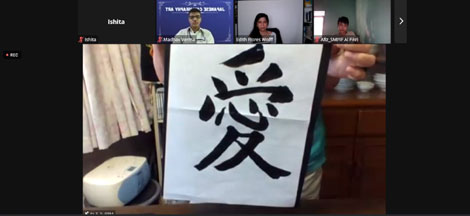 St. Mark's School, Meera Bagh - Students of Classes 7 to 10 attended a session on Japanese Calligraphy Art : Click to Enlarge