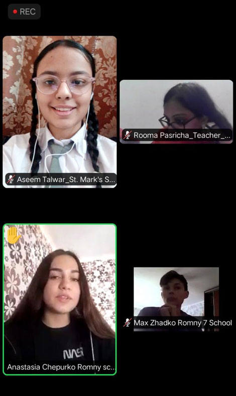 St. Mark's School, Meera Bagh - Our students participate in a Video Conference on Global Citizenship : Click to Enlarge