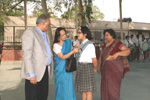 Director, Mrs. Anjali Aggarwal presenting the Badge to the School Head Girl ‘Mahima’