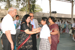 Principal, Mrs. Sethi presenting a Badge to the School Captain ‘Nishtha Pahuja’