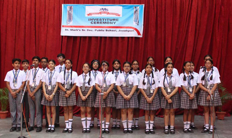 St. Marks Sr. Sec. Public School, Janakpuri - Investiture Ceremony for Classes V, IX, XI and XII was held to appoint the Student Council : Click to Enlarge
