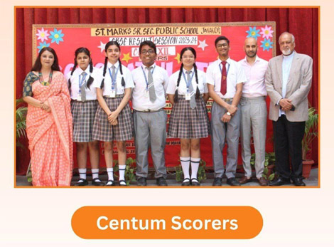 St. Mark's Sr. Sec. Public School, Janak Puri - Class XII Topper : CENTUM SCORERS - Click to Enlarge