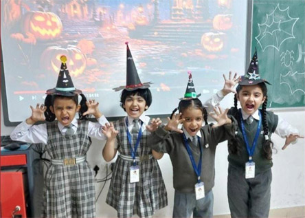 St. Marks Sr. Sec. Public School, Janakpuri - Students of Classes Nursery, KG and I embraced the spooky spirit of Halloween and learnt about the origin and cultural significance of the festival : Click to Enlarge