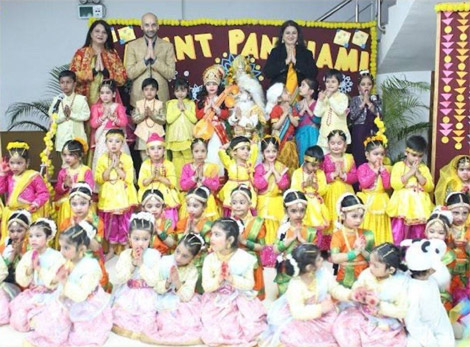 St.Marks Sr Sec Public School Janak Puri - The festival of Basant Panchami was celebrated by the students with full vivacity and joy : Click to Enlarge